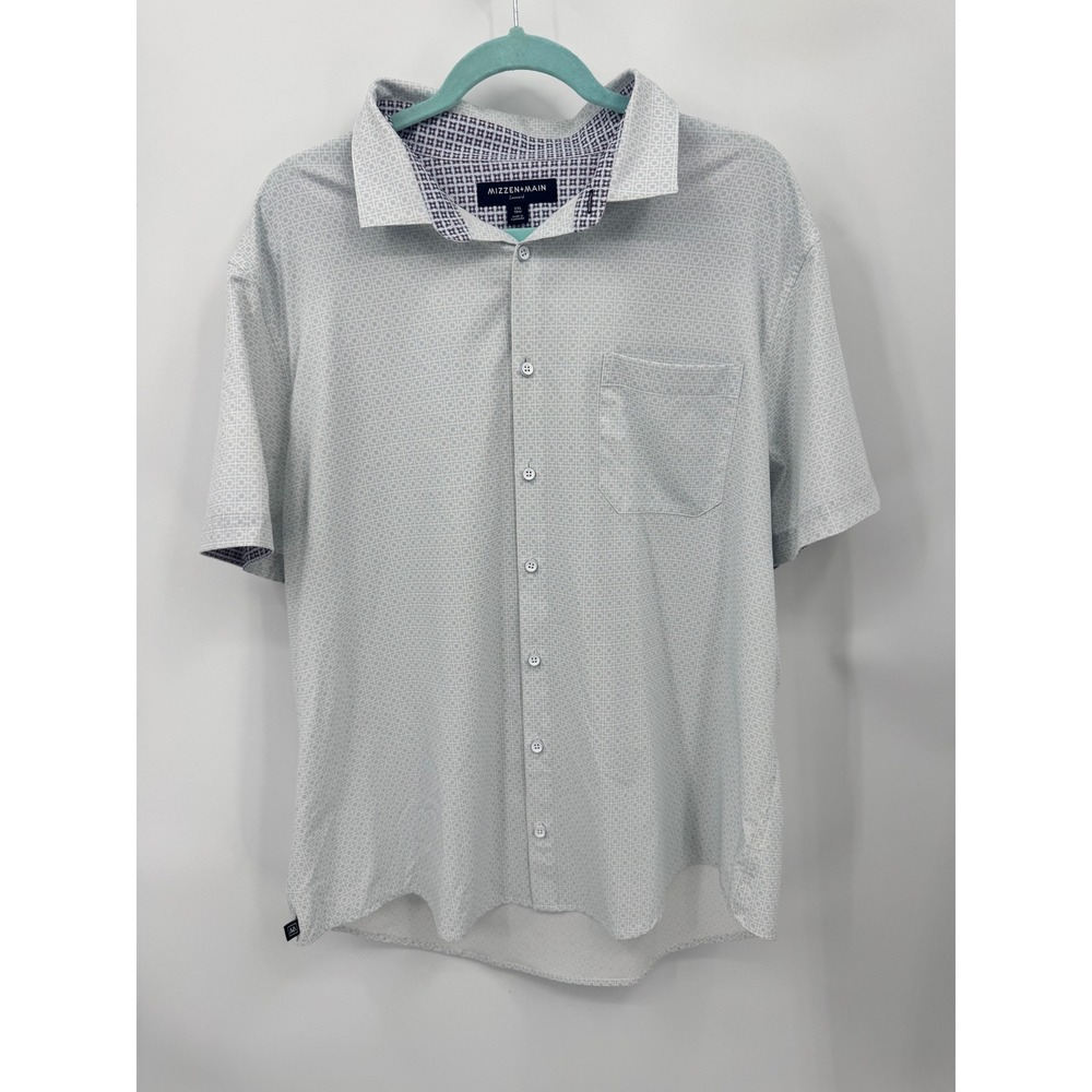 Mizzen+Main Leeward Shirt Mens XXL Trim Blue Geometric Performance Button Down